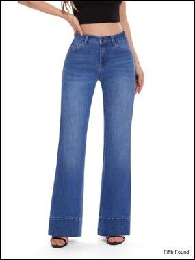 High Waisted Flare Wide Leg Stretch Denim Jeans